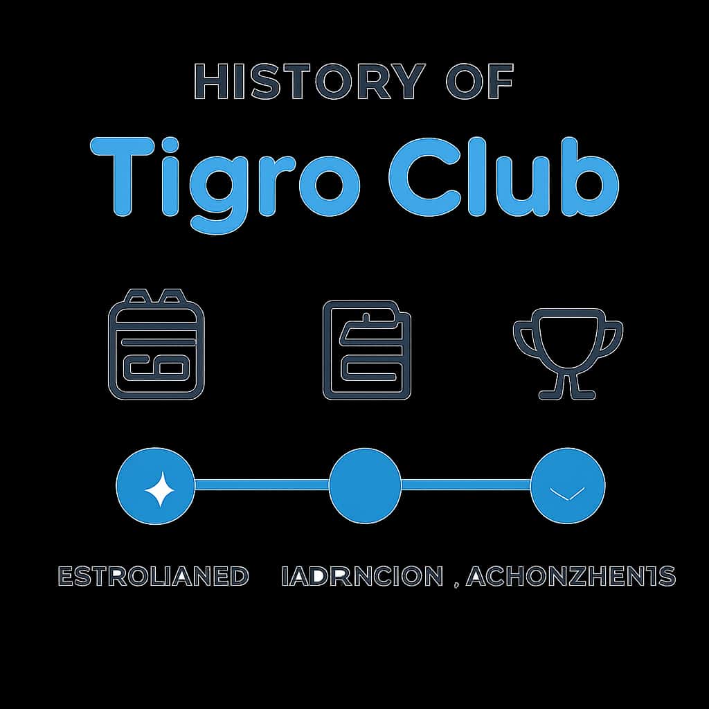An educational illustration focusing on the timeline of Tigro Club's history.