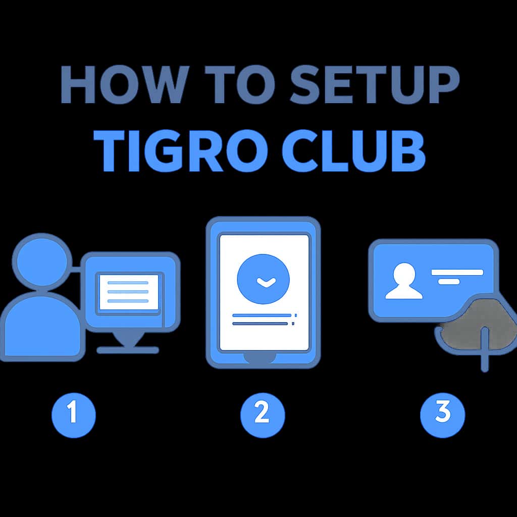 Diagram showing steps for setting up a Tigro Club account.