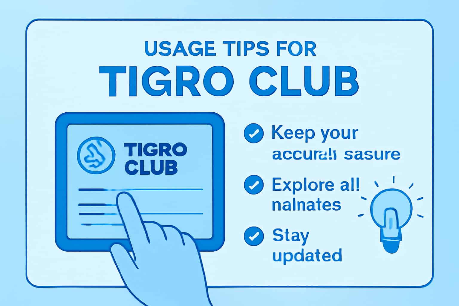 Informational graphic about Usage Tips for Tigro Club.