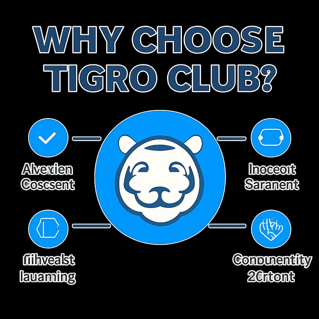 Diagram illustrating the benefits of using Tigro Club.